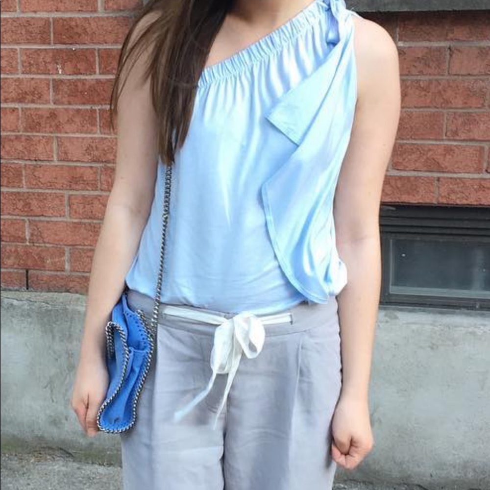 Aritzia Baby Blue One Shoulder Top